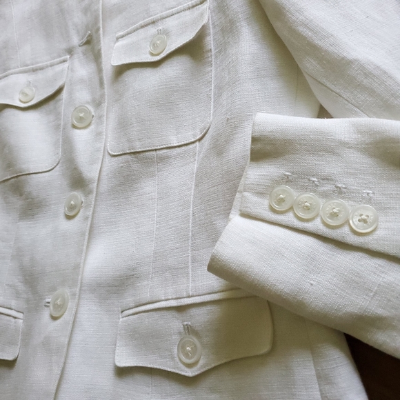 Lauren Ralph Lauren White Linen Lined Jacket Blazer Women's Size 6P - Picture 4 of 17